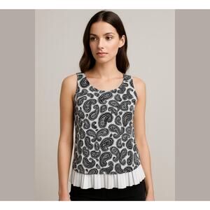 Banana Republic Paisley Pleated Hem Sleeveless Top